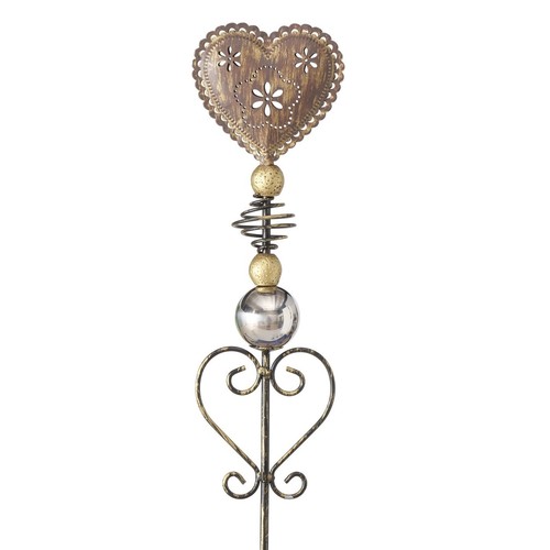 Gartenstab Dekostab 75 cm Metall Schmetterling Blume Herz antikgold Motivwahl - Bild 3 von 5