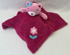 BABY GEAR Pink Fuchsia Bear Security Blanket Lovey Flower Bow Soft Fleece 15  LN