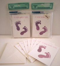 Vtg. 3 packs Ambassador Hallmark 24 New Baby Girl Announcement Cards pls READ