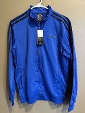 Adidas Essentials 3-Stripe Track Jacket for Men, Size Small- Blue/Black