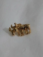 Grazing Moose Lapel Hat Jacket Pin Very Small Size Gold Color Metal