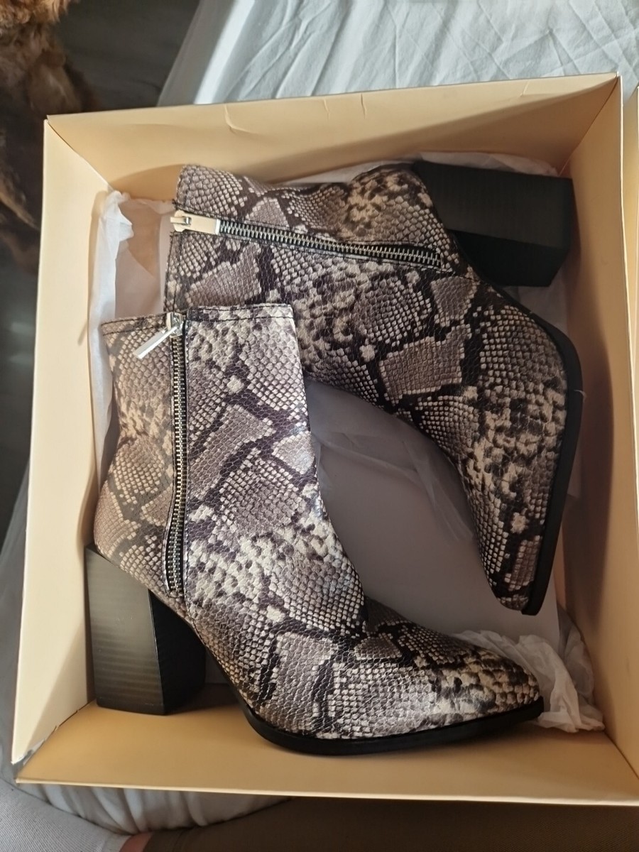 Debenhams Faith Biggie Snake Skin Synthetic Ankle Boots Uk4 Eu37