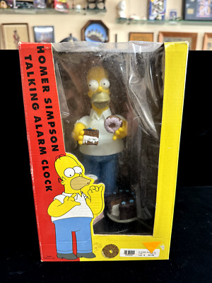 The Simpsons 1998 Wesco Homer Donuts & Cake Talking Alarm Clock NEW IN BOX RARE