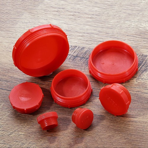 Red LDPE Plastic Protective Plugs with Outer Threads UN7/16" ~ UN2-1/2" End Cap - Picture 2 of 25