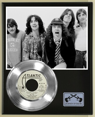 AC/DC 45 Platinum Plated Record Display Open Air Wood Plaque, Ready To ...