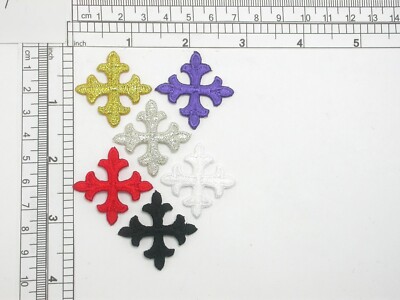 Cross Iron On Embroidered Appliqué Patch 1 3/8'' Latin Equal 2 Piece pack Options