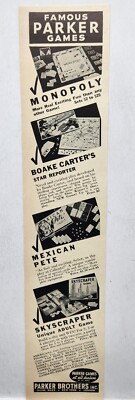1937 Parker Brothers Games Monopoly Skyscraper Original Print Ad Life Magazine