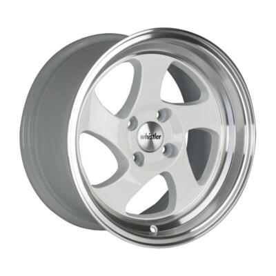 16x8 +20 Whistler KR1 4x100 White/Machined Lip Wheels (Set of 4