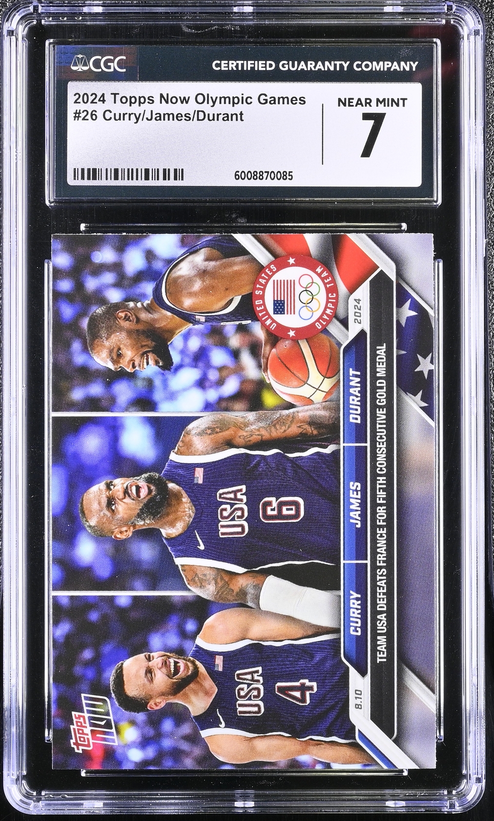 2024 Topps Now Olympic Games #26 Lebron/Curry/Durant CGC 7