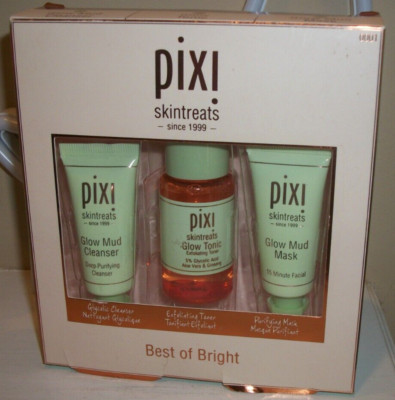 Pixi Skintreats Best of Bright Travel Set- Glow Mud Cleanser, Glow Tonic & Mask