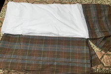 KING CROSCILL BLUE BROWN GRAY PLAID SPLIT CORNER BEDSKIRT NWOT