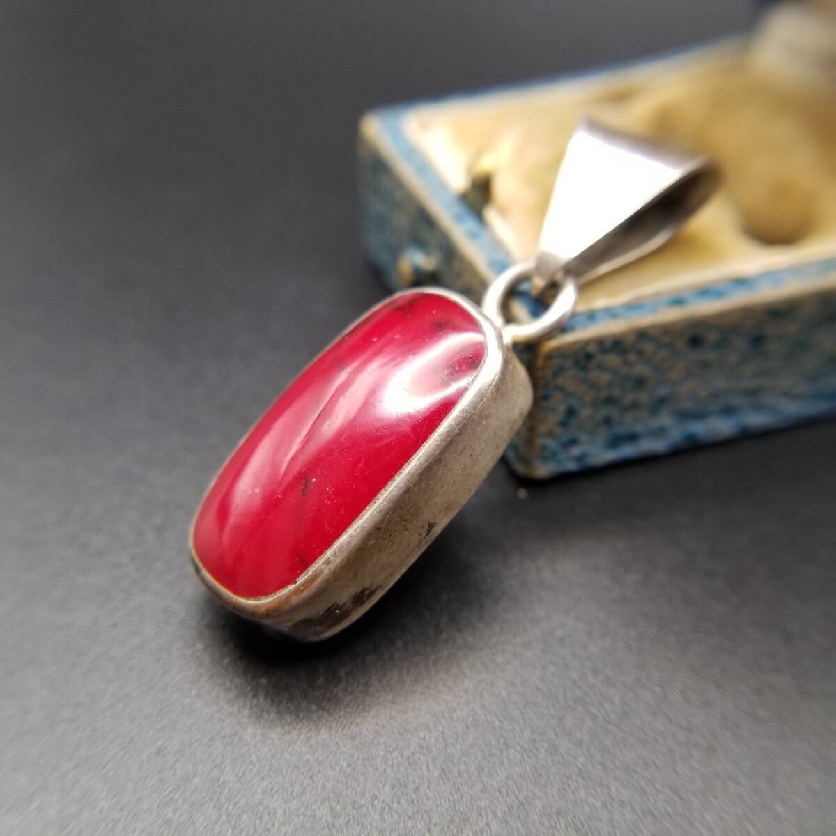 Mexico 925 Silver Red Jasper Rectangle Vintage Ch… - image 2