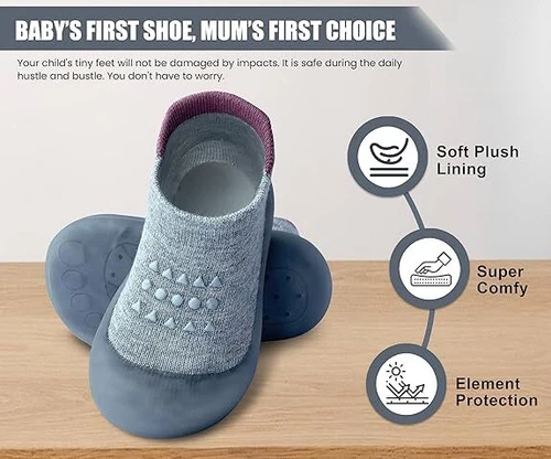 Baby Sock Shoes Boys Girls First Walking Shoes Non-Slip Slippers Soft Sole - Bild 6 von 6