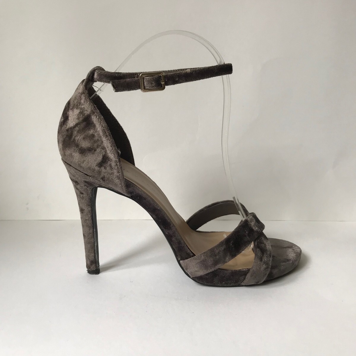 New Look Grey Purple Velvet Cross Strappy High Heel Sandals UK 5 EU 38 Wide  Fit | eBay UK