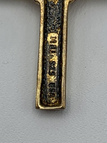 Vintage MTI Danbury Mint Enamel Sterling Silver Diamond Cross Crucifix Pendant - Picture 5 of 7