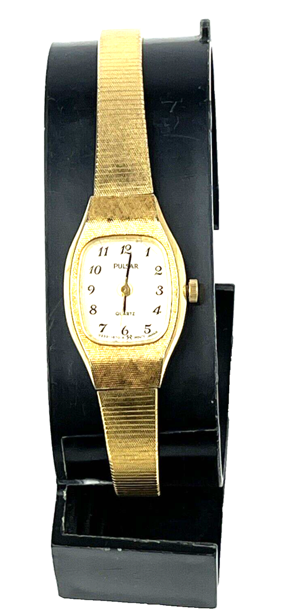 Elegant Vintage Pulsar V233-5810 Ladies Watch Goldtone Safety