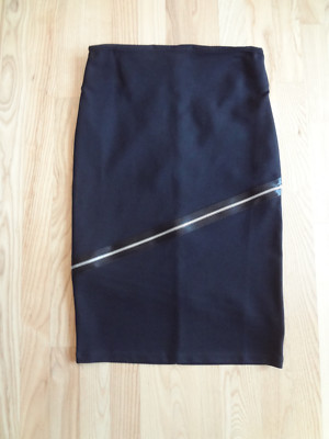 McQ ALEXANDER McQUEEN Black Zip Detail Knit Pencil Skirt