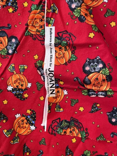 Halloween By Joan Elliott For Jo-Ann Fabrics 2+ Yards Pumpkin Cat Spider Cute - Picture 6 of 7