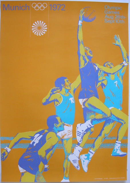 Olympische Spiele München Basketball Orig Plakat 1972 Olympia Mühlberger Olympische Spiele München Basketball Orig Plakat 1972 Olympia Mühlberger