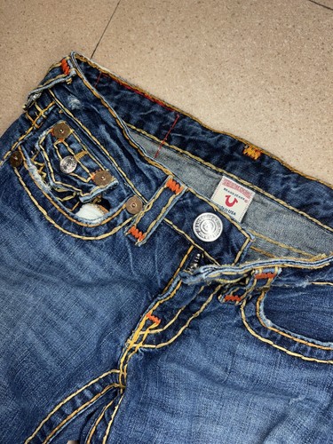Women's True Religion Joey Super T Stitched Flare Bottom Jeans 29 Y2k Distressed - Picture 4 of 7