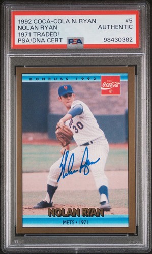 1992 Donruss Coca-Cola Career Series Nolan Ryan #5 HOF Auto PSA/DNA authentic