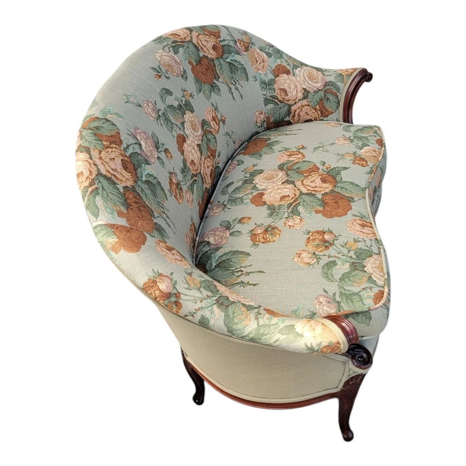 Namoradeira francesa Louis XV do século XIX - Totalmente restaurada e recém-estofada - Imagem 3 de 4