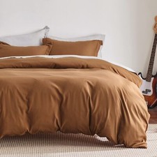 Bedsure Brown Duvet Cover Queen Size - Soft Double Brushed Duvet Cover for Ki...