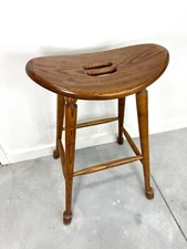 Solid Hardwood Oak Saddle Stool