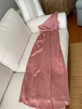 One shoulder evening gown, satin pinkish blush color, used once, excellent