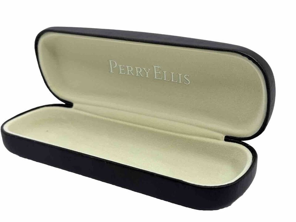 NEW Perry Ellis Brown Hard Clamshell Eyeglasses Case With Spring ...