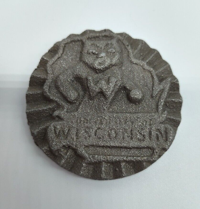 Vintage University Of Wisconsin Metal Casting Lab 2" Paperweight Bucky