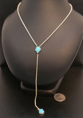 Kendra Scott Mason Lariat Y Necklace, Gold Tone Teal Blue !!!