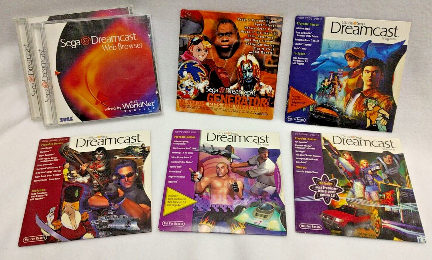 Sega Dreamcast Magazine Demo Disc Lot + Web Browser +Generator