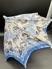 CUTE VINTAGE 1960'S FABRIC WOOD METAL DOLL CHILD UMBRELLA W KITTENS