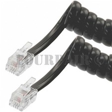 30 Pack Lot - 25ft Telephone Handset Receiver Cord Phone Coil Cable 4P4C - Black
