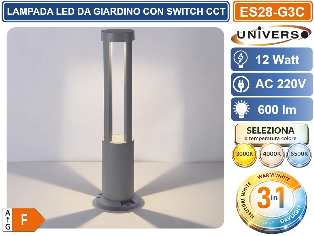 Lampada da giardino COB LED 12W con interruttore foto 3