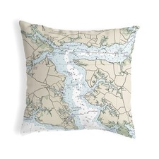 Betsy Drake Pungo River, NC Nautical Map Noncorded Indoor Outdoor Pillow 18x18
