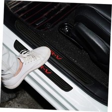 4pcs/Set Car Door Sill Plate Protectors - Black Soft Rubber Front/Rear Door