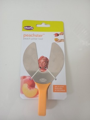 New chef'n Peachster Peach Pitter Tool Split Pit Peaches In Seconds BPA FREE
