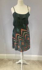 Mango mini silk green pattern  dress size XS/S, good condition