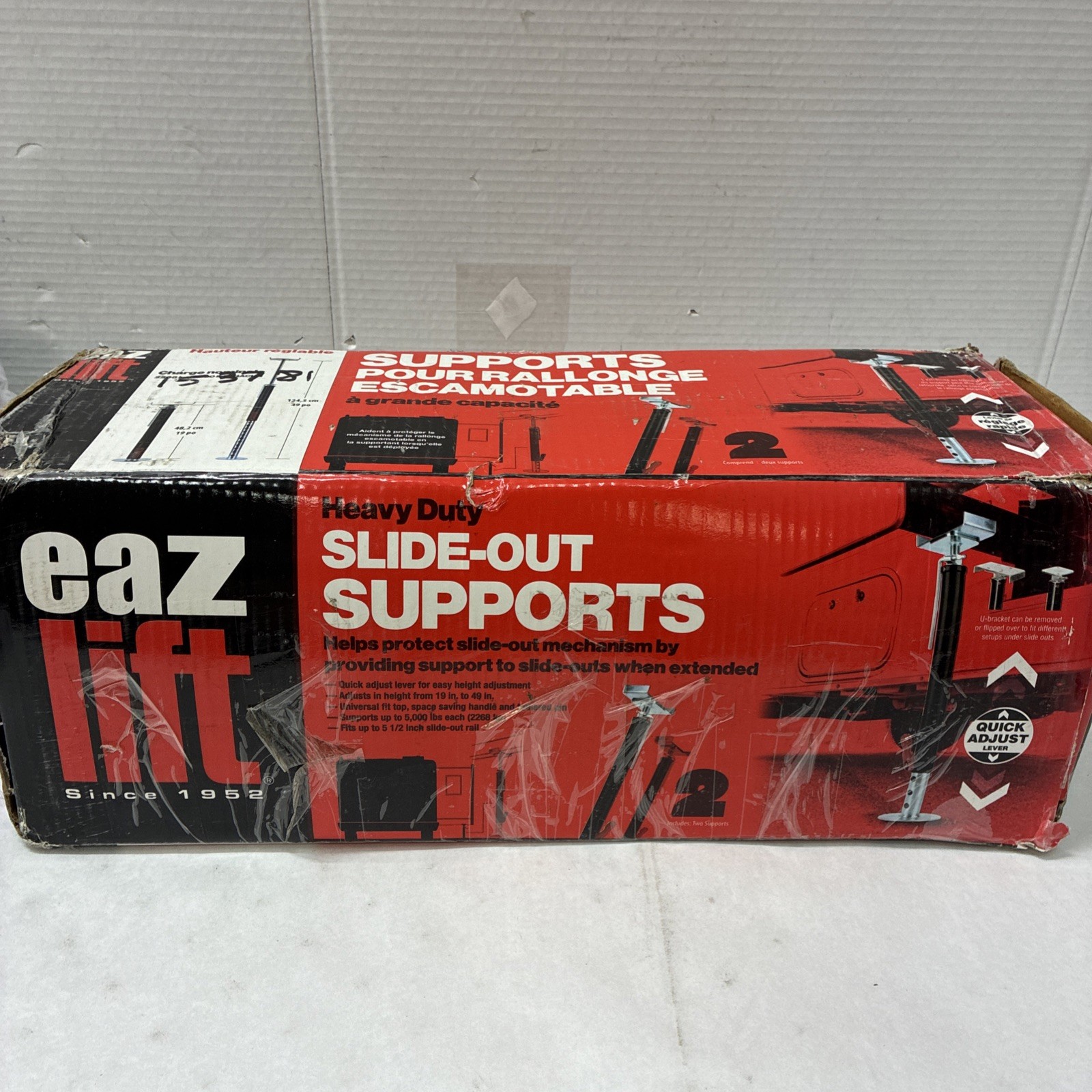 Camco 48870 Eaz-Lift Adjustable RV Slide-Out | Set of 2 | 19" - 49" | 5k LB Cap.
