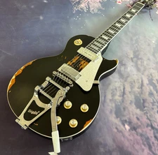 Clearance LP jazz Electric Guitar Neil Young Old Matt Black Relic Bigsby system