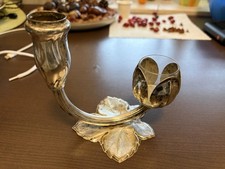 antiker versilberter Kerzenhalter mit glasgef&auml;&szlig; der Marke Siegl