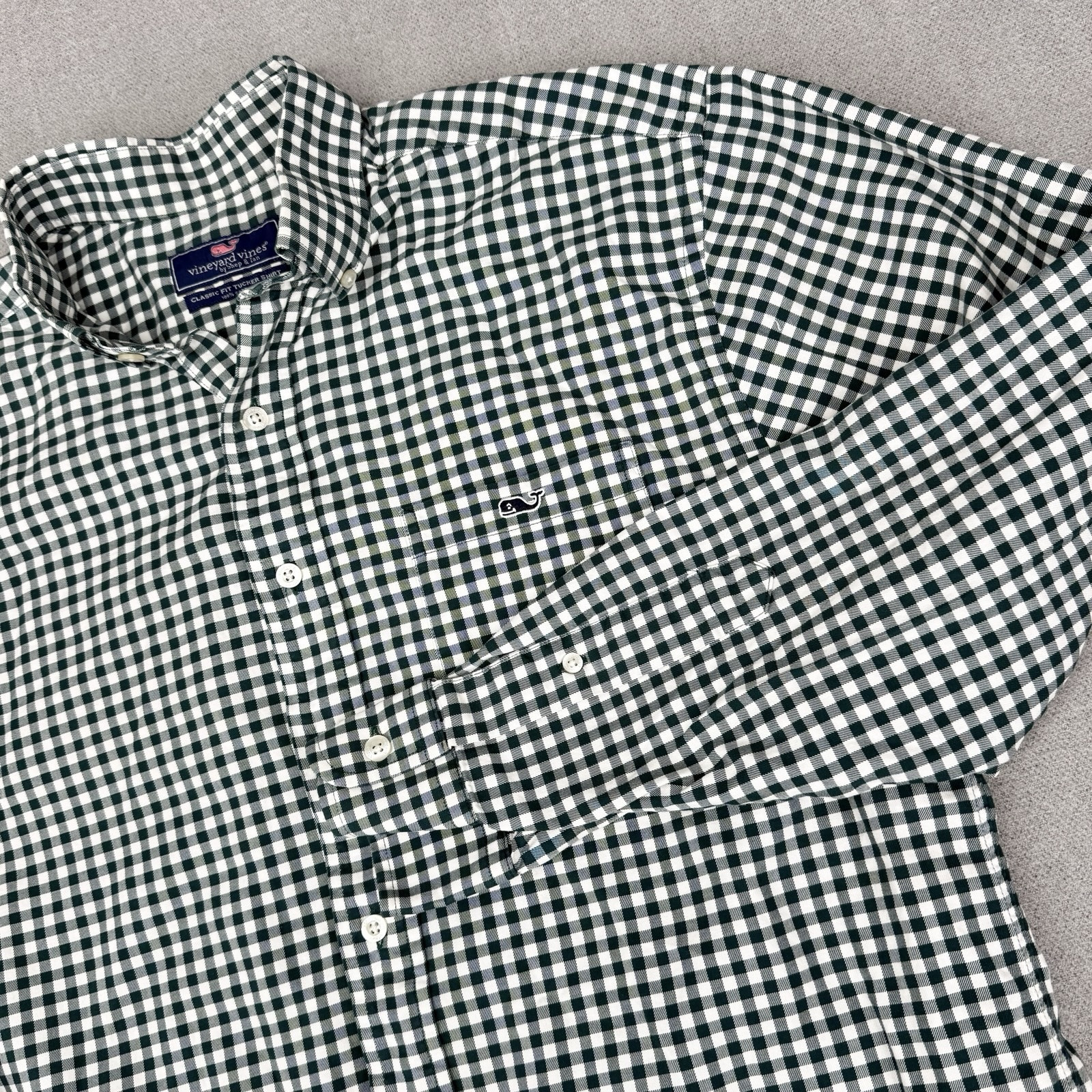 Vineyard Vines Shirt Mens M Green Gingham Plaid Check Classic Fit Tucker - FLAWS