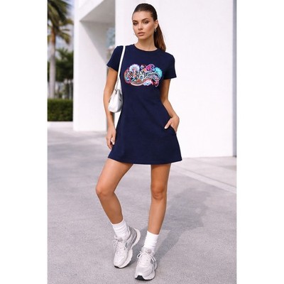 Kenzo Paisley Graphic Embroidered Short Sleeve Mini Dress Navy Medium | eBay