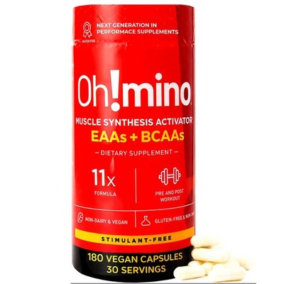 Ohmino Essential Amino Acids Supplement, StimulantFree Capsules, All 9 EAAs, ...