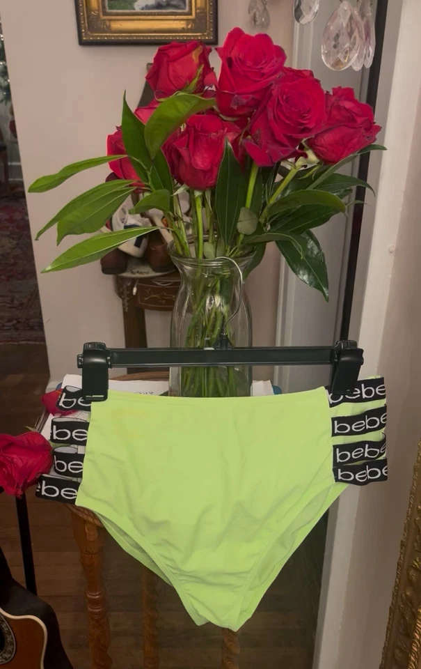 Bikini Bebe REVERSIBLE 1 pieza cintura alta fondo de baño verde neón talla XL 15x12 Foto 2 de 4