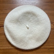 Ivory White French wool beret womens hat SIZE OS