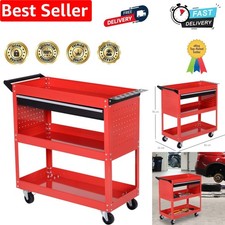 Versatile Tool Trolley with Sliding Drawer & Tool Rack - 4-Wheel Design