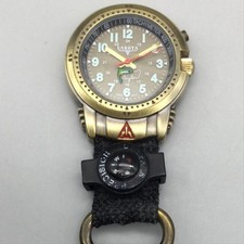 Dakota Angler Key Ring Watch Mens 36mm Beige Dial Brass Tone Compass New Battery